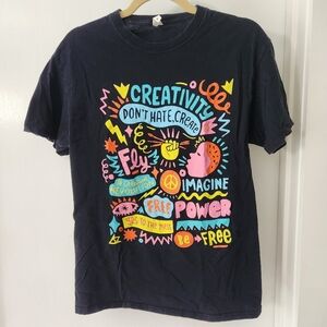 Creativity Cotton T Shirt Black Multicolored Medium Art Teacher